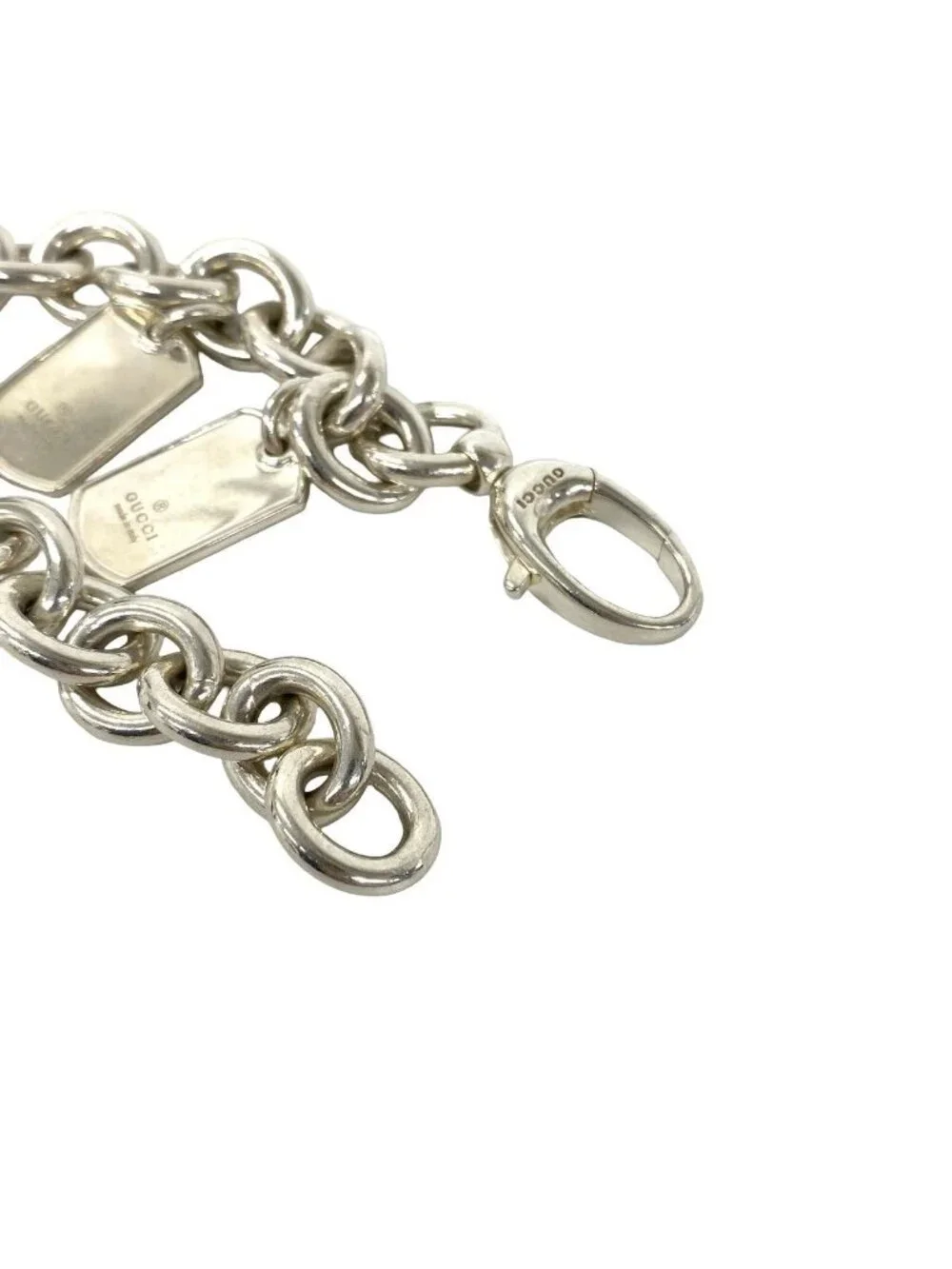 Gucci Double Dog Tag Chain Bracelet 925 Sterling Silver